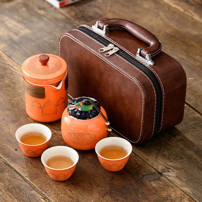 Ceramic Tea Set - One Pot Four Cups Gift Box