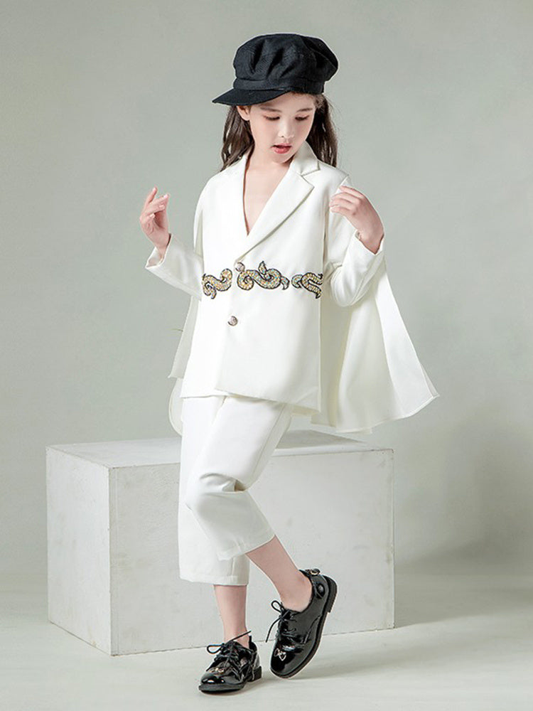 Children's Suit Dress Set - White