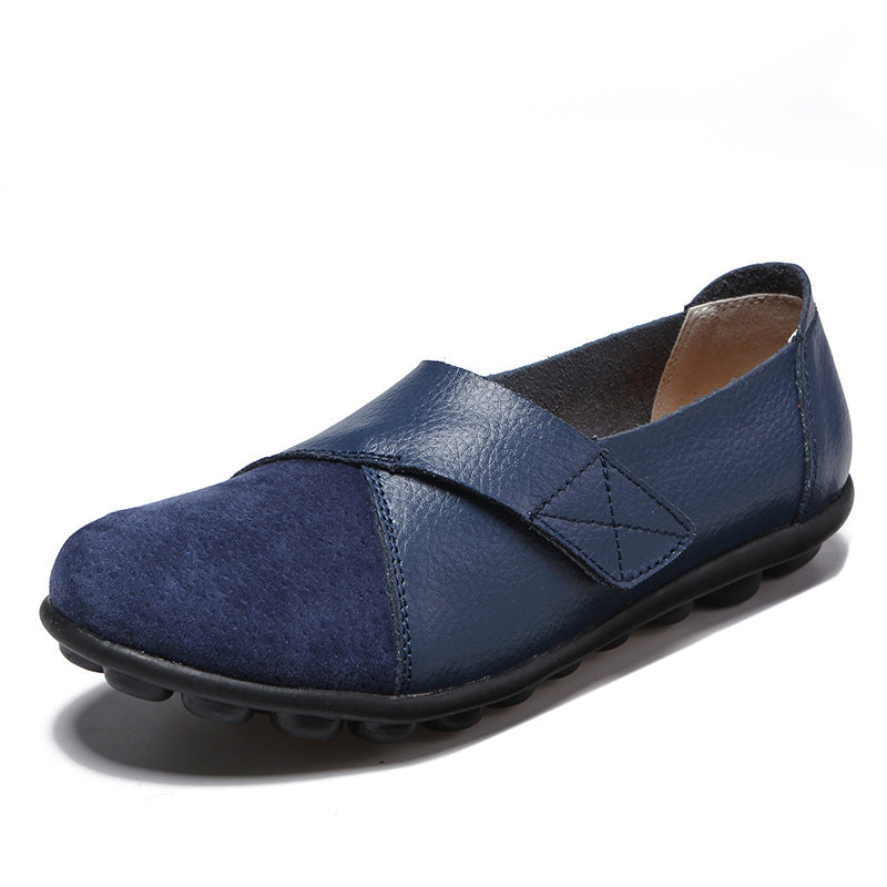 Women's Leather Patchwork Loafers - Soft Sole Flats