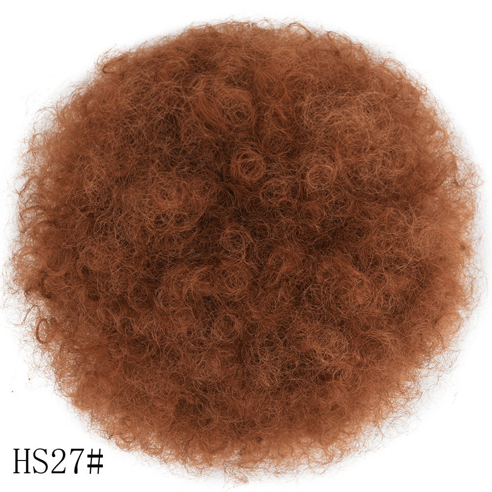Brown curly hair bun on a white background with 'HS27#' label