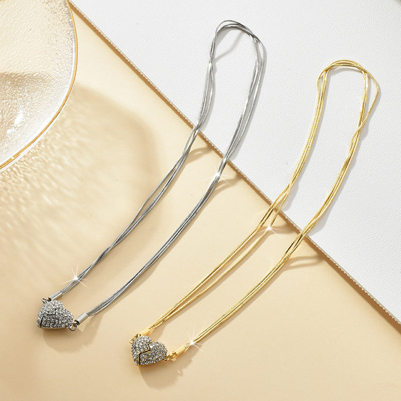 Magnetic Love Heart Necklace - Titanium Steel