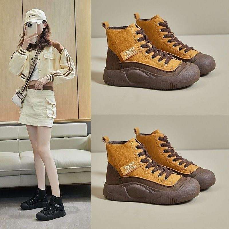 Women's Retro Platform Height-Increasing Shoes - Open-Toe Casual Boots