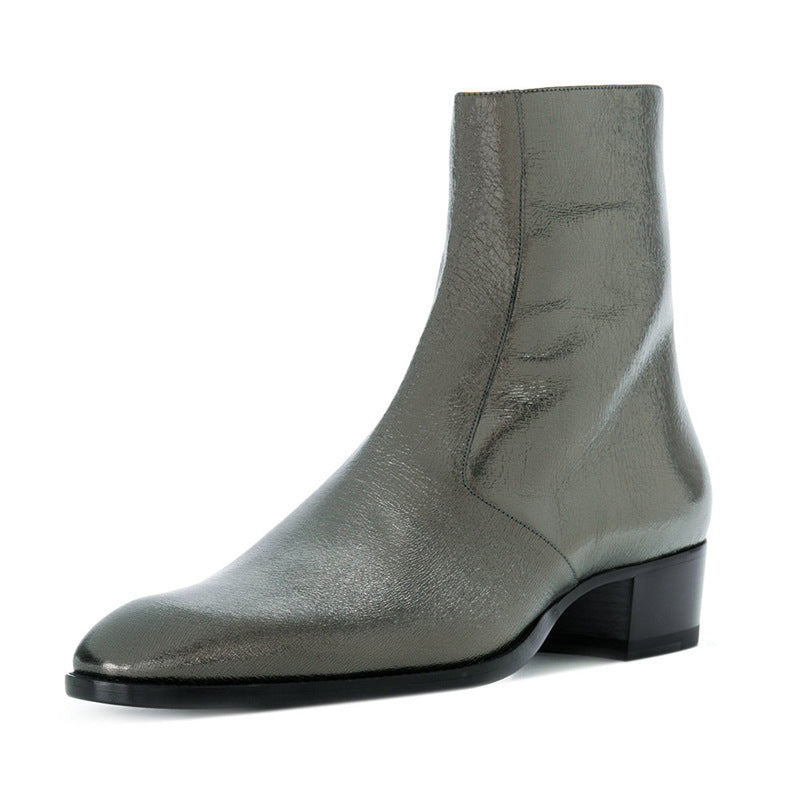 Gray ankle boot on a white background