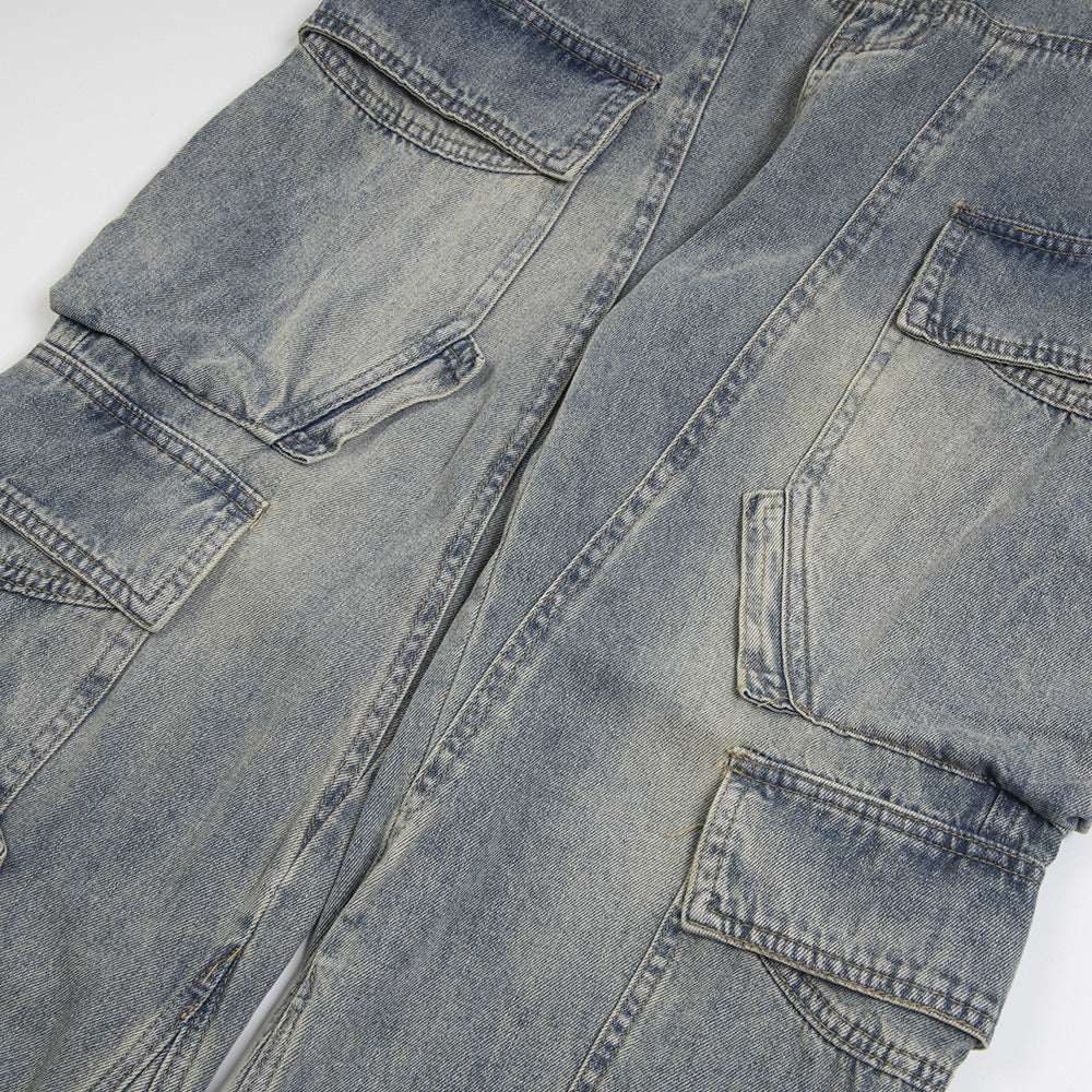 Men's Multi-Pocket Cargo Denim Jeans | Blue | M–2XL