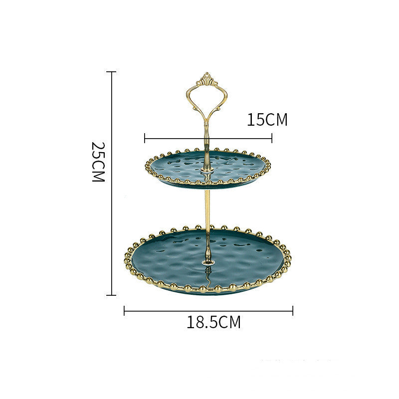 Living Room Coffee Table Household Ceramic Skewer Fruit Dessert Candy Tray Rack - Pearl Models