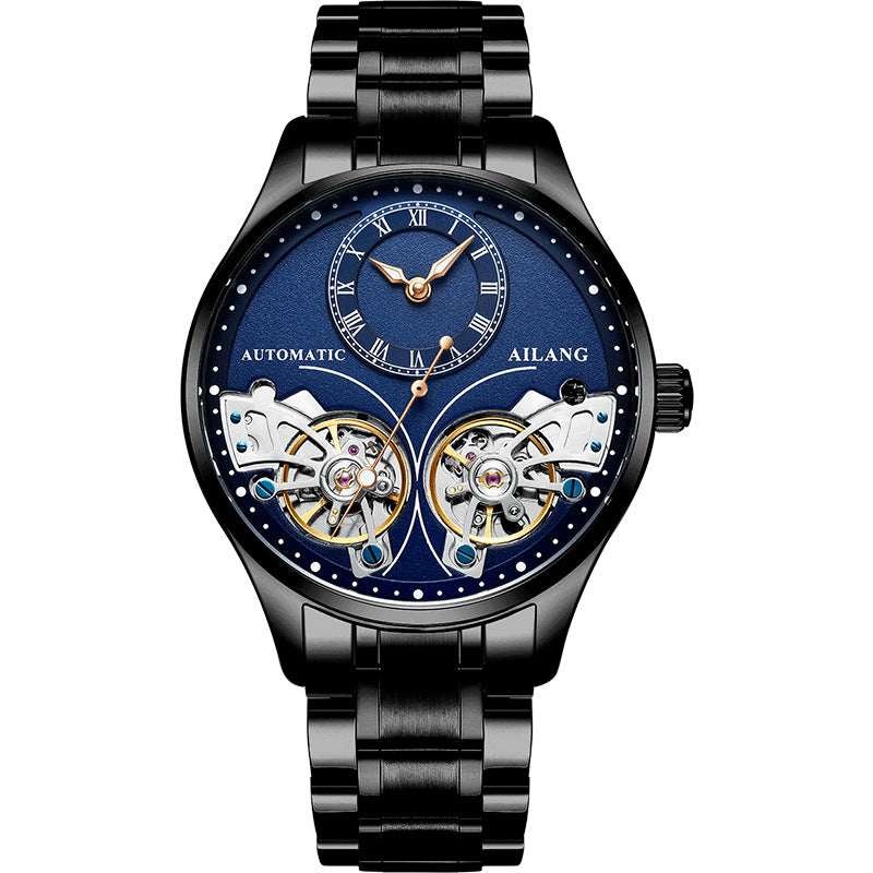 Men's Automatic Mechanical Watch – Tourbillon Moon Phase Transparent Case Back 41mm Titanium Bezel | 16 Styles