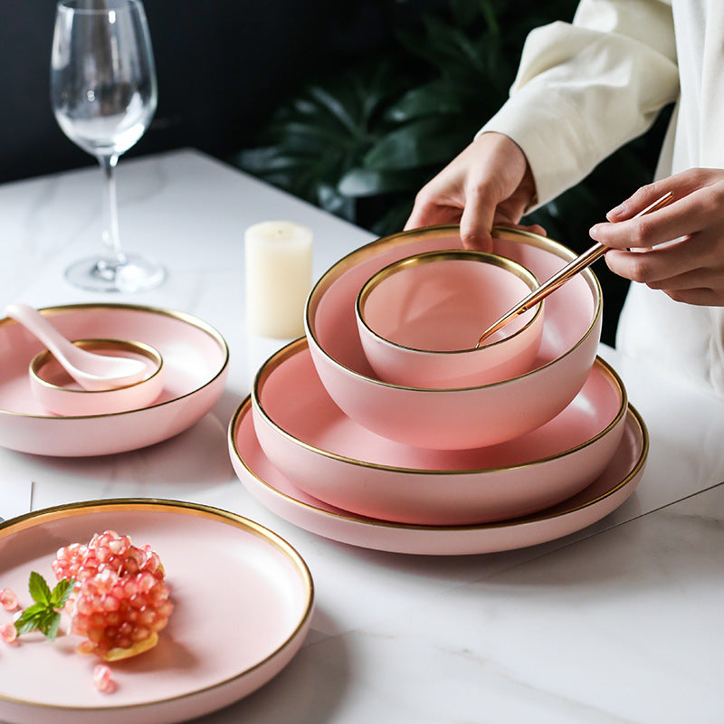 Nordic Porcelain Tea Bowl Set - Celadon Solid Color