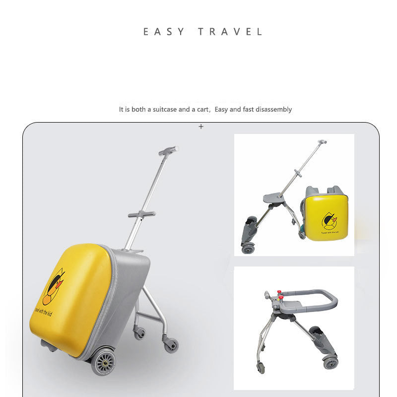 Cartoon Children's Trolley Case - Yellow Duckling Mount Suitcase with TSA Lock