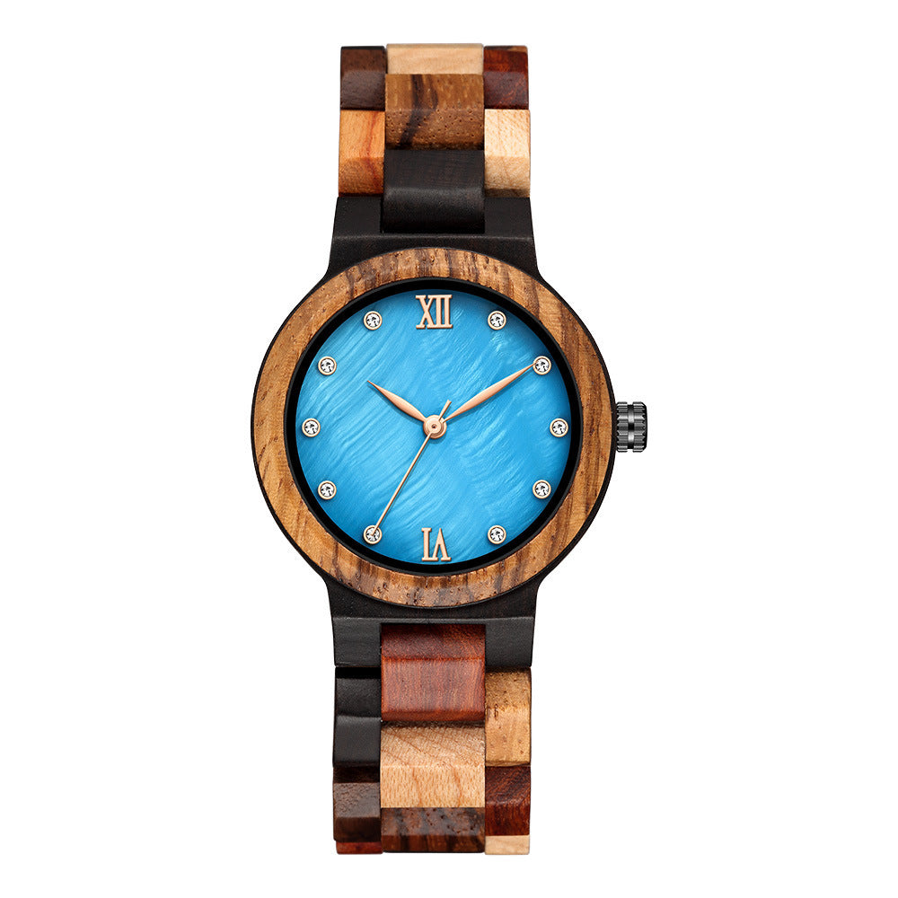 Pearl Shell Wood Ladies Watch - Simple Natural
