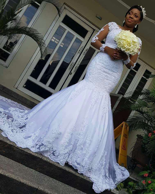 Lace Fishtail Wedding Dress | White | US 2–18