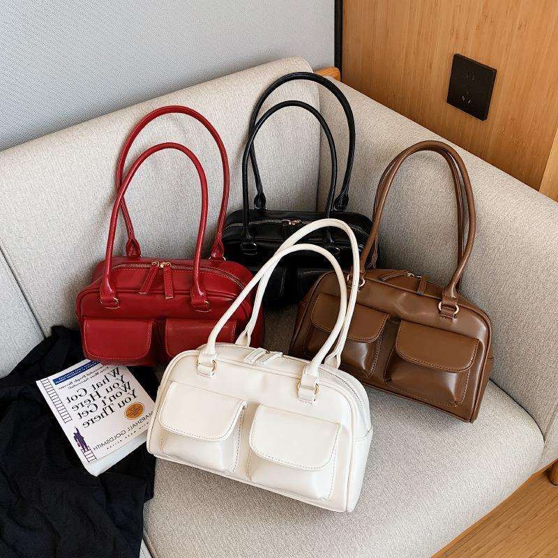 Multi-Pocket Square Shoulder Bag - Women's Versatile Underarm Handbag