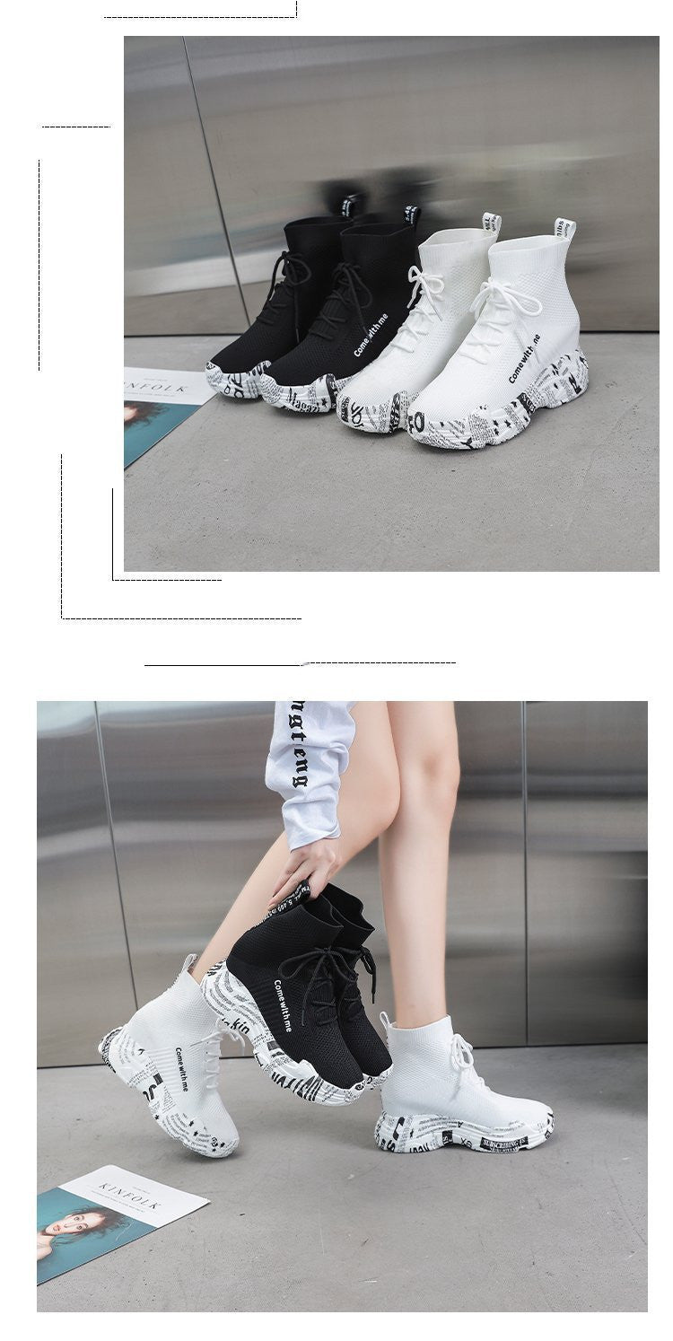 High-top lace-up letter boots