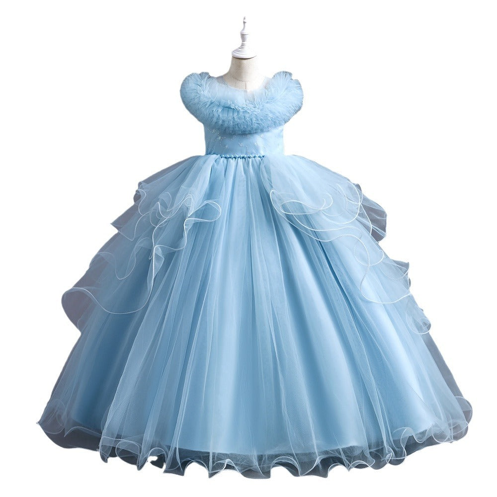 Light blue ball gown on a white background