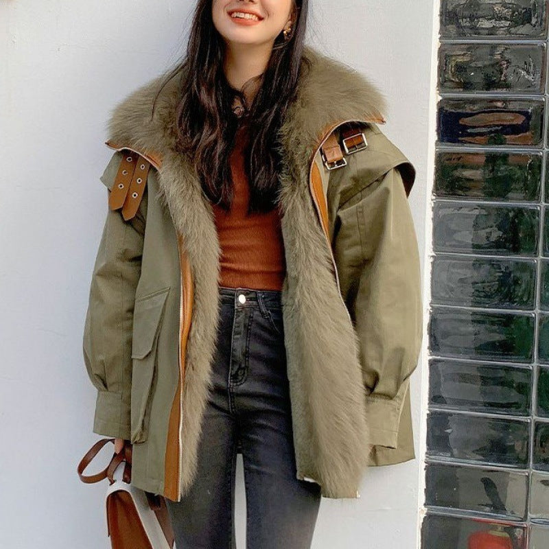 Women's Faux Fox Fur Detachable Overcoat