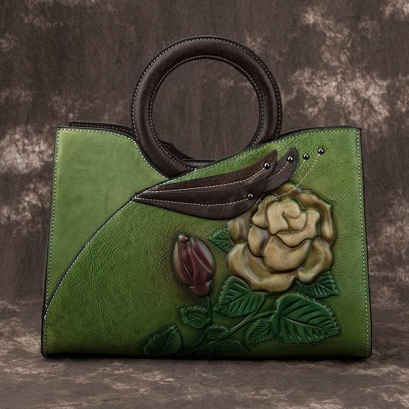 Artisanal handmade leather handbag crafted from premium full-grain leather by skilled artisans - luxury designer bag featuring multiple compartments, secure closure, adjustable shoulder strap, and timeless sophisticated style - heirloom quality handbag for women - Millivan Supplies