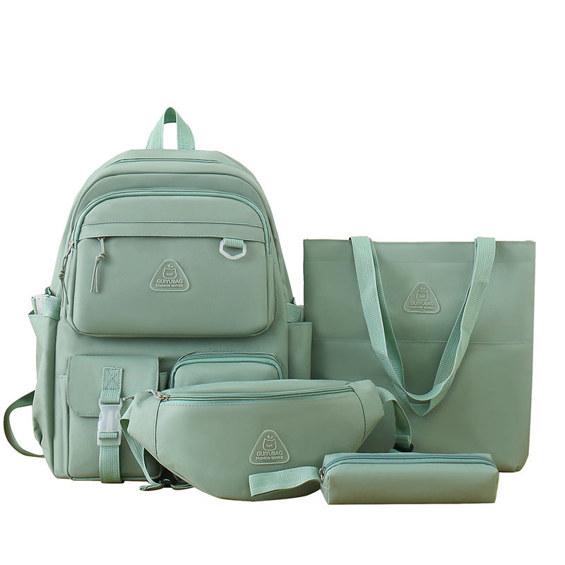 New Large Capacity School Bag Four-piece Backpack For Middle School Students