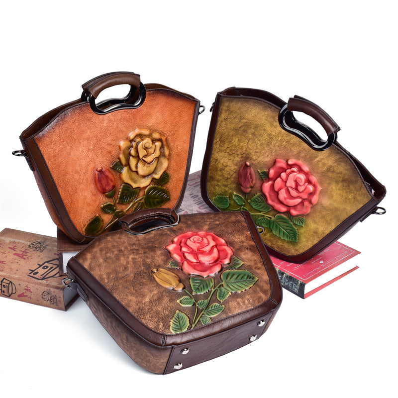 Empreinte Retro Embossed Cowhide Crossbody Bag