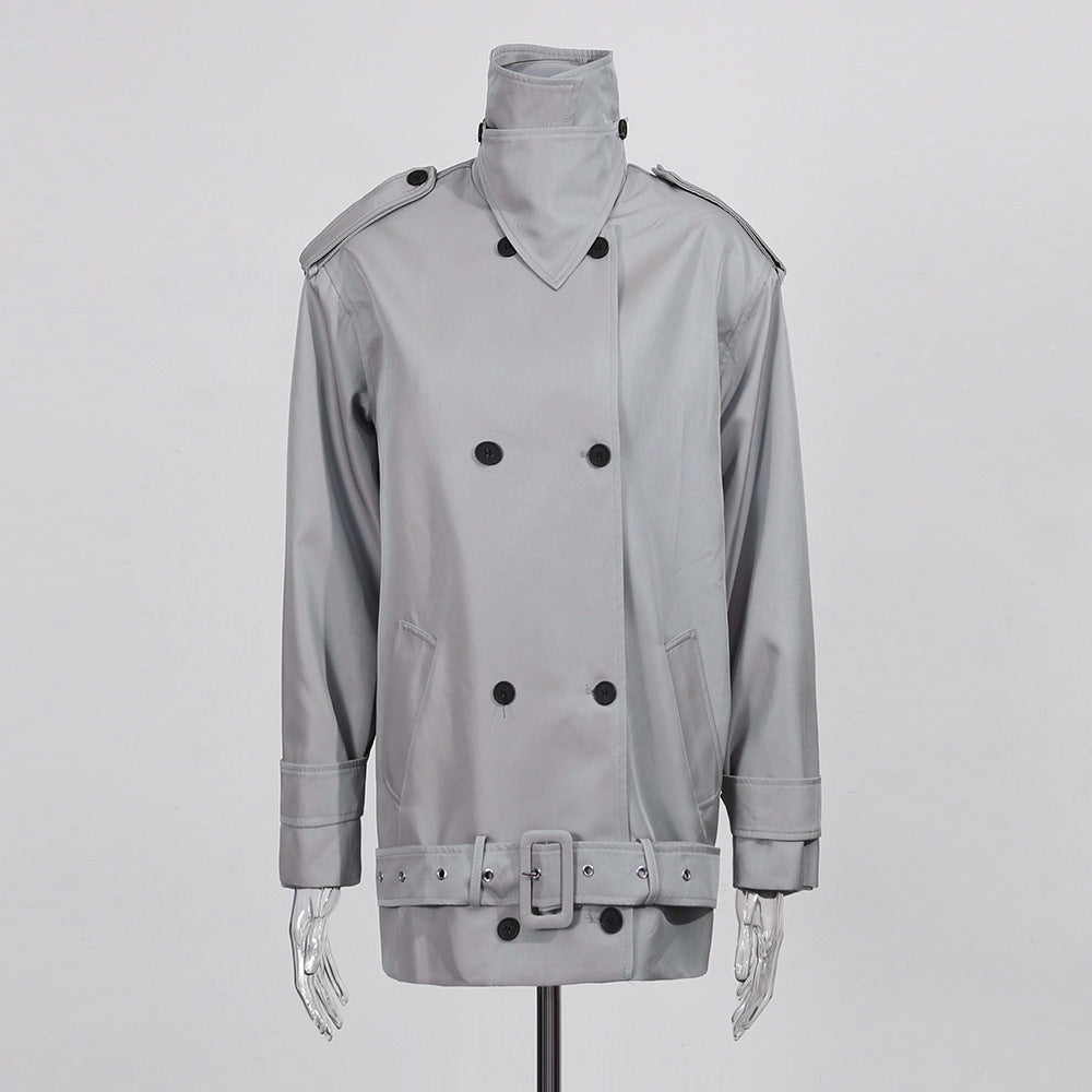 Gray trench coat on a mannequin against a white background by millivan