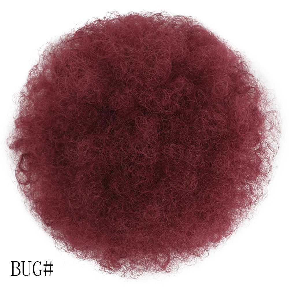 Reddish-brown hair bun on a white background with 'BUG#' text.