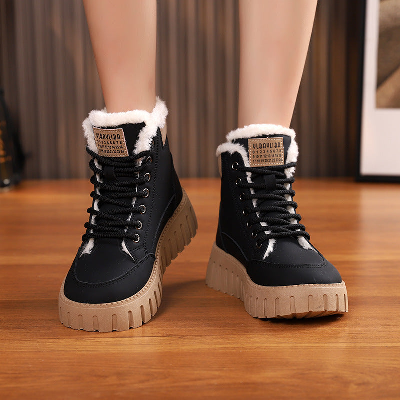 Winter Warm Fleece Lace-up Snow Boots Women