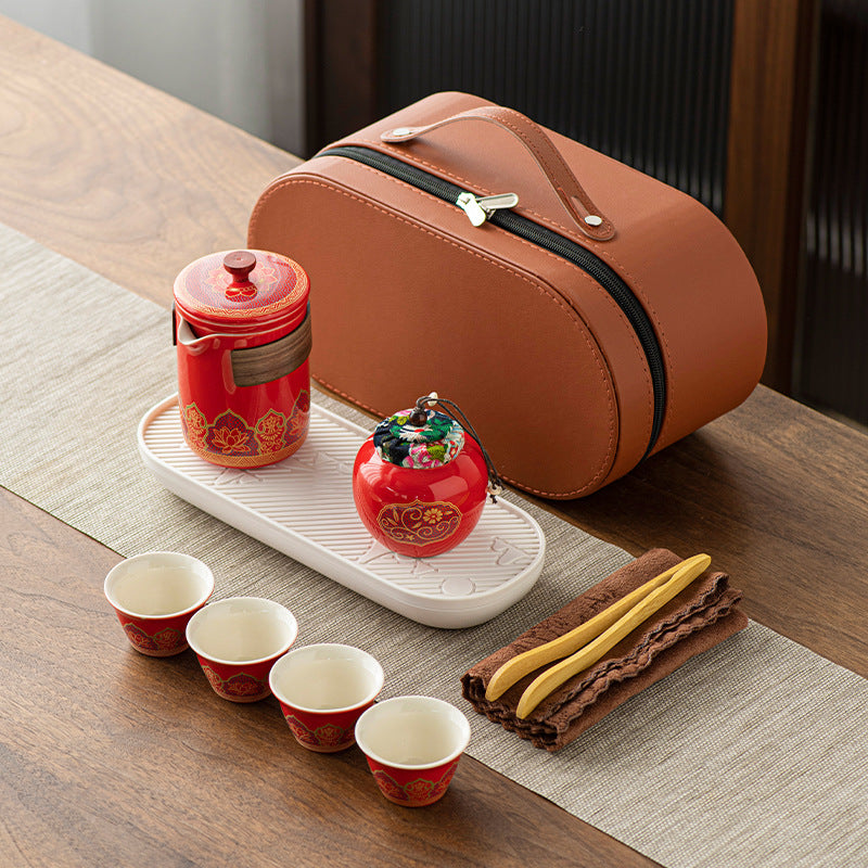 Ceramic Tea Set - One Pot Four Cups Gift Box