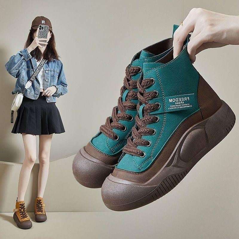 Women's Retro Platform Height-Increasing Shoes - Open-Toe Casual Boots