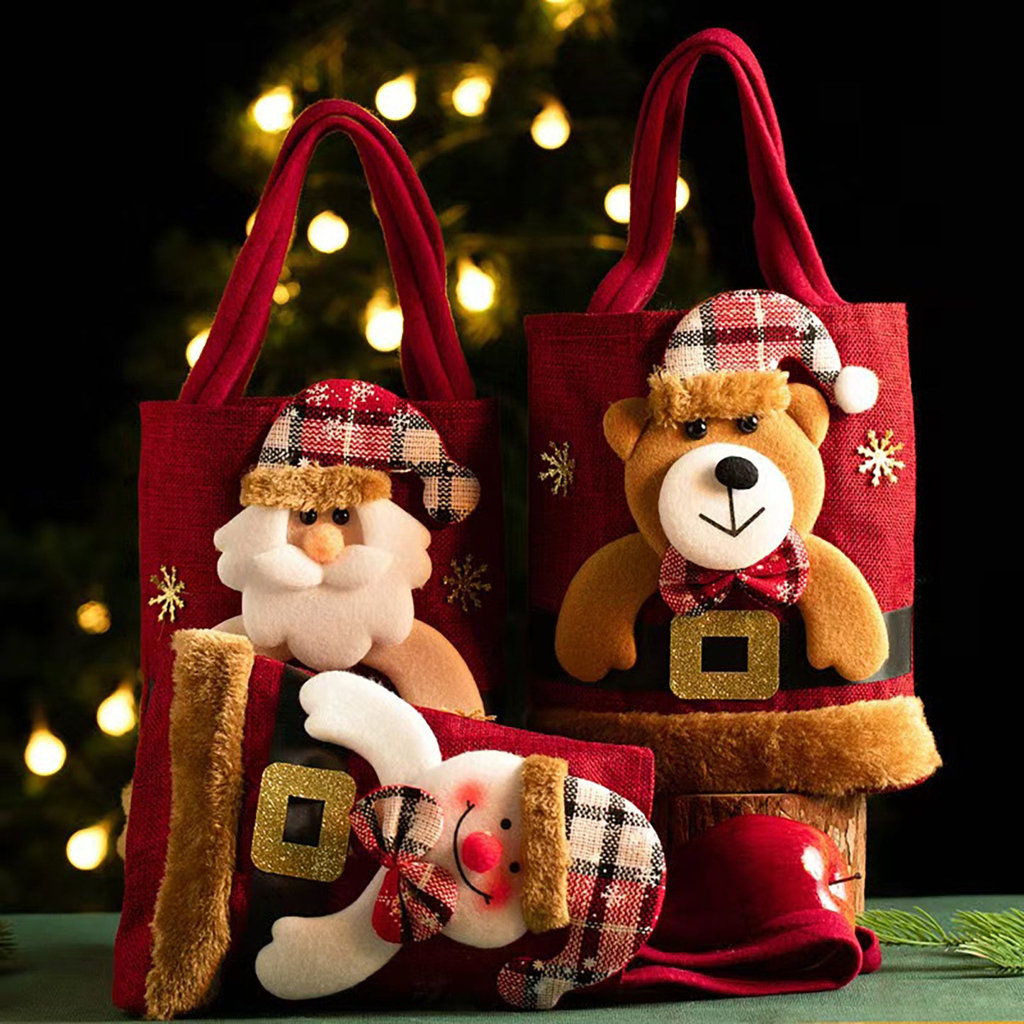 Christmas Plush Tote Bag - Distressed Finish