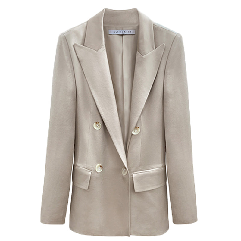 Beige blazer with gold buttons on a white background by millivan