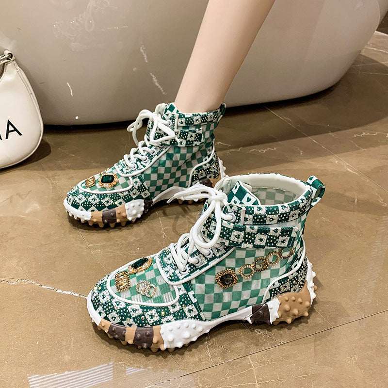 Women's Canvas Platform Sneakers - Elevated Letters
