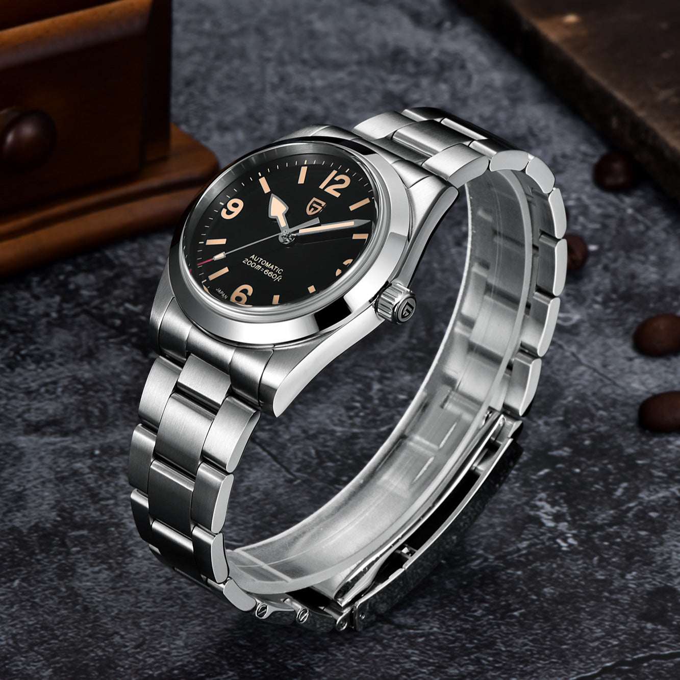 Men's Retro Automatic Mechanical Watch – NH35 Movement 200m Waterproof Stainless Steel Business Watch | Black
