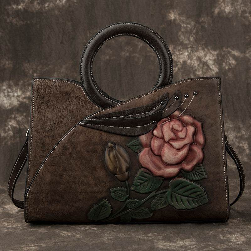 Artisanal handmade leather handbag crafted from premium full-grain leather by skilled artisans - luxury designer bag featuring multiple compartments, secure closure, adjustable shoulder strap, and timeless sophisticated style - heirloom quality handbag for women - Millivan Supplies