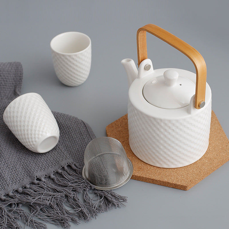 Modern Japanese Ceramic Tea Set - White Porcelain