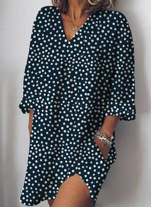 Autumn And Winter Printing Ninth-sleeve Dress - Millivan supplies 