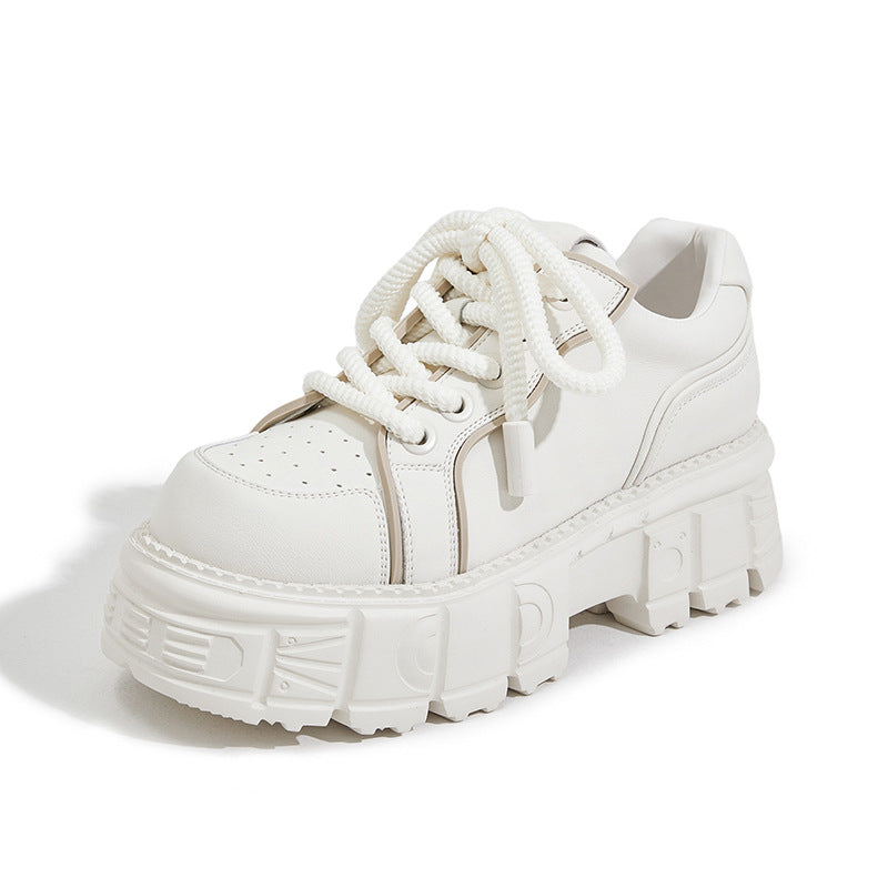 Women's Platform Leather Shoes - Height Increasing