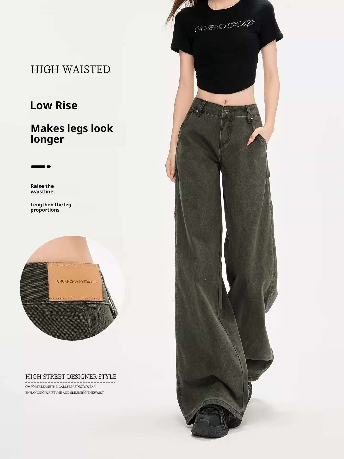 Women's Ultra-Low-Rise Flared Denim Jeans | Army Green | S–4XL