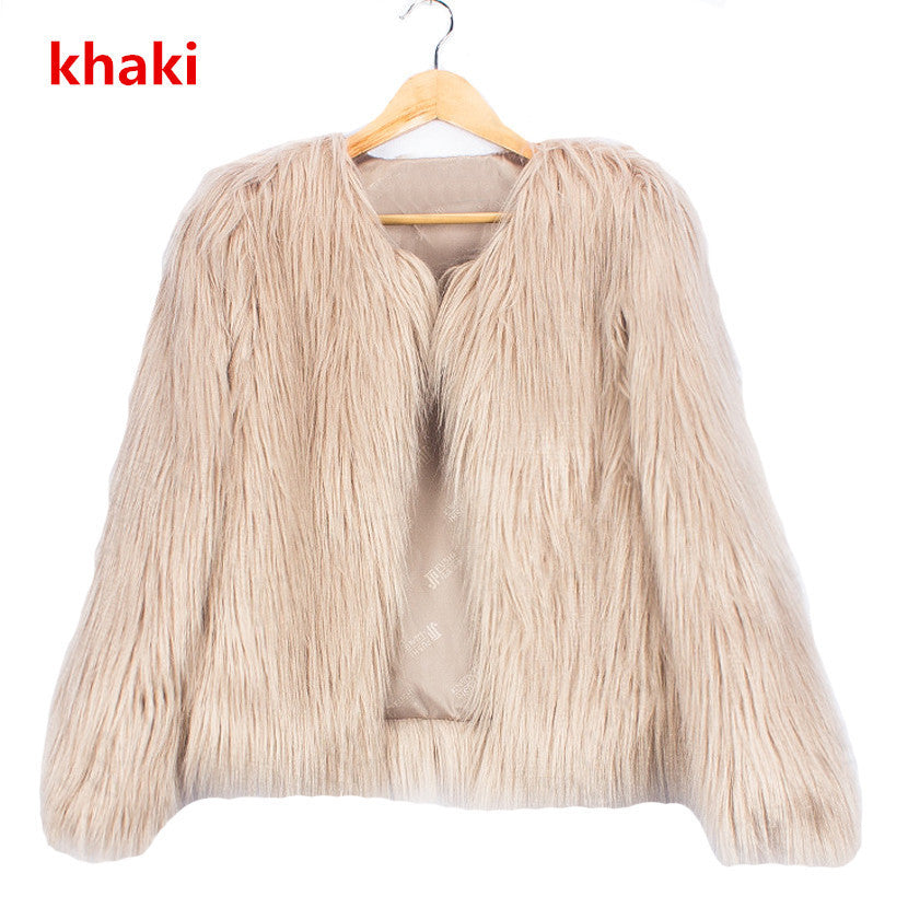 Women's Short Long Sleeve Plus Size Fur Coat - Adult Winter Outerwear