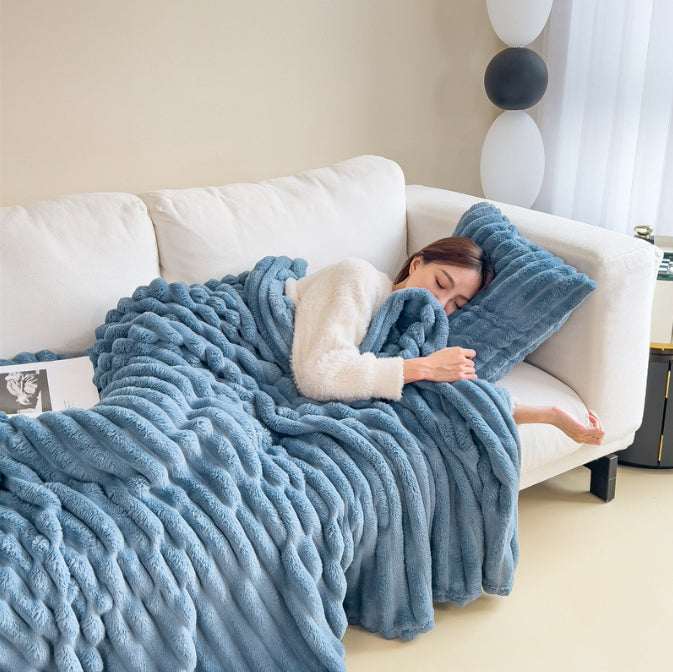 Luxury Double-Sided Velvet Blanket - Ultra Soft Rabbit Fur Throw
