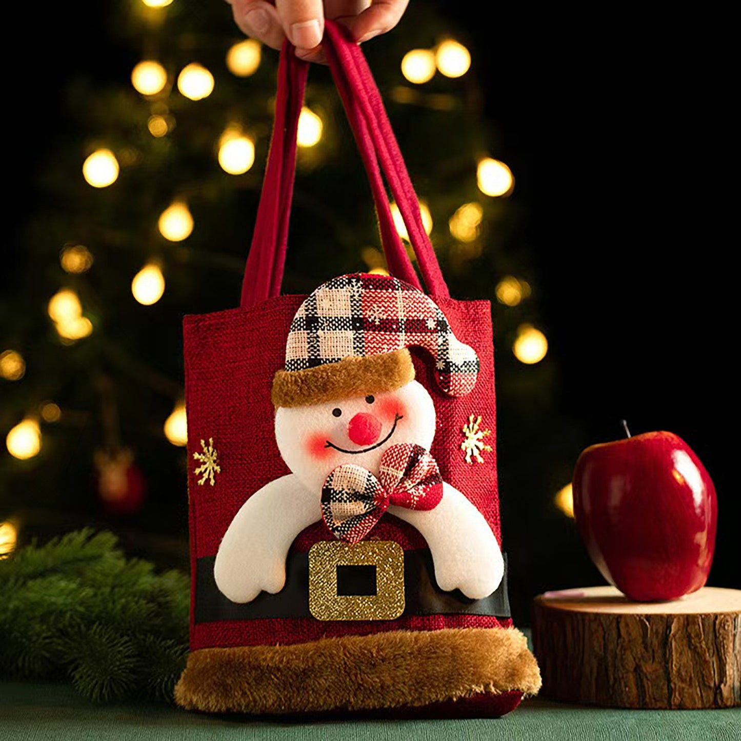 Christmas Plush Tote Bag - Distressed Finish