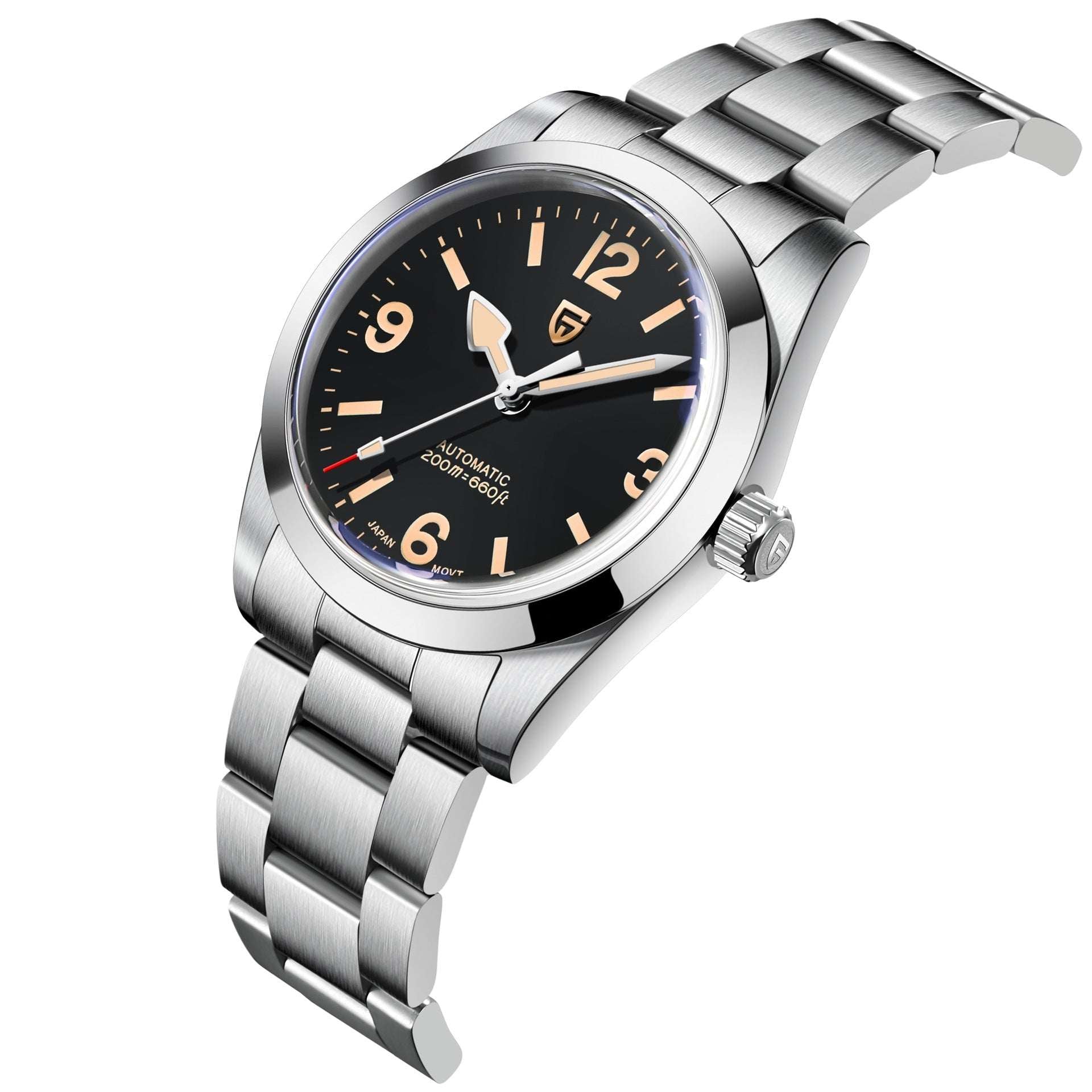 Men's Retro Automatic Mechanical Watch – NH35 Movement 200m Waterproof Stainless Steel Business Watch | Black