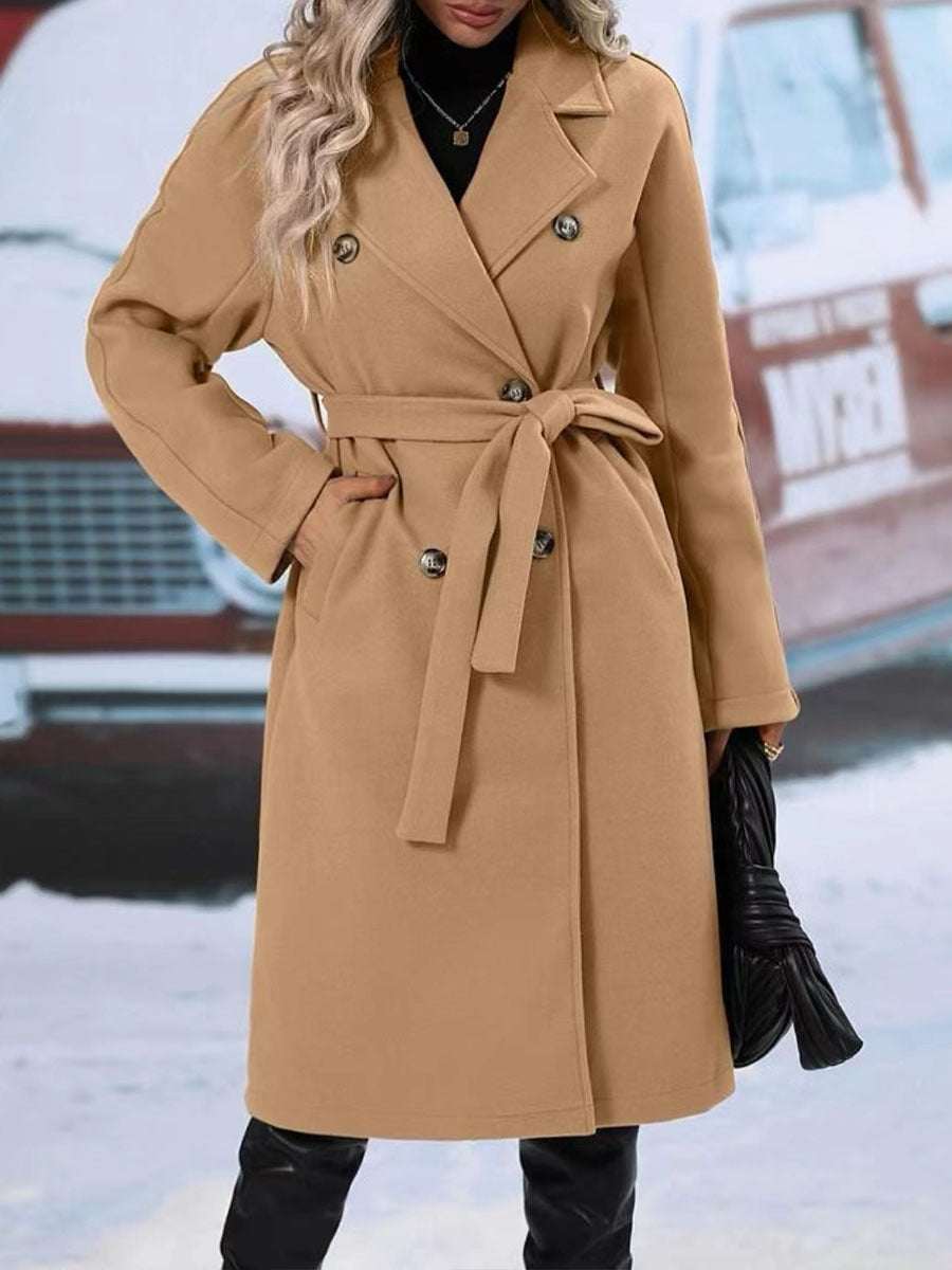 Women's Double-Breasted Lapel Trench Coat With Belt | 5 Colours | S–2XL