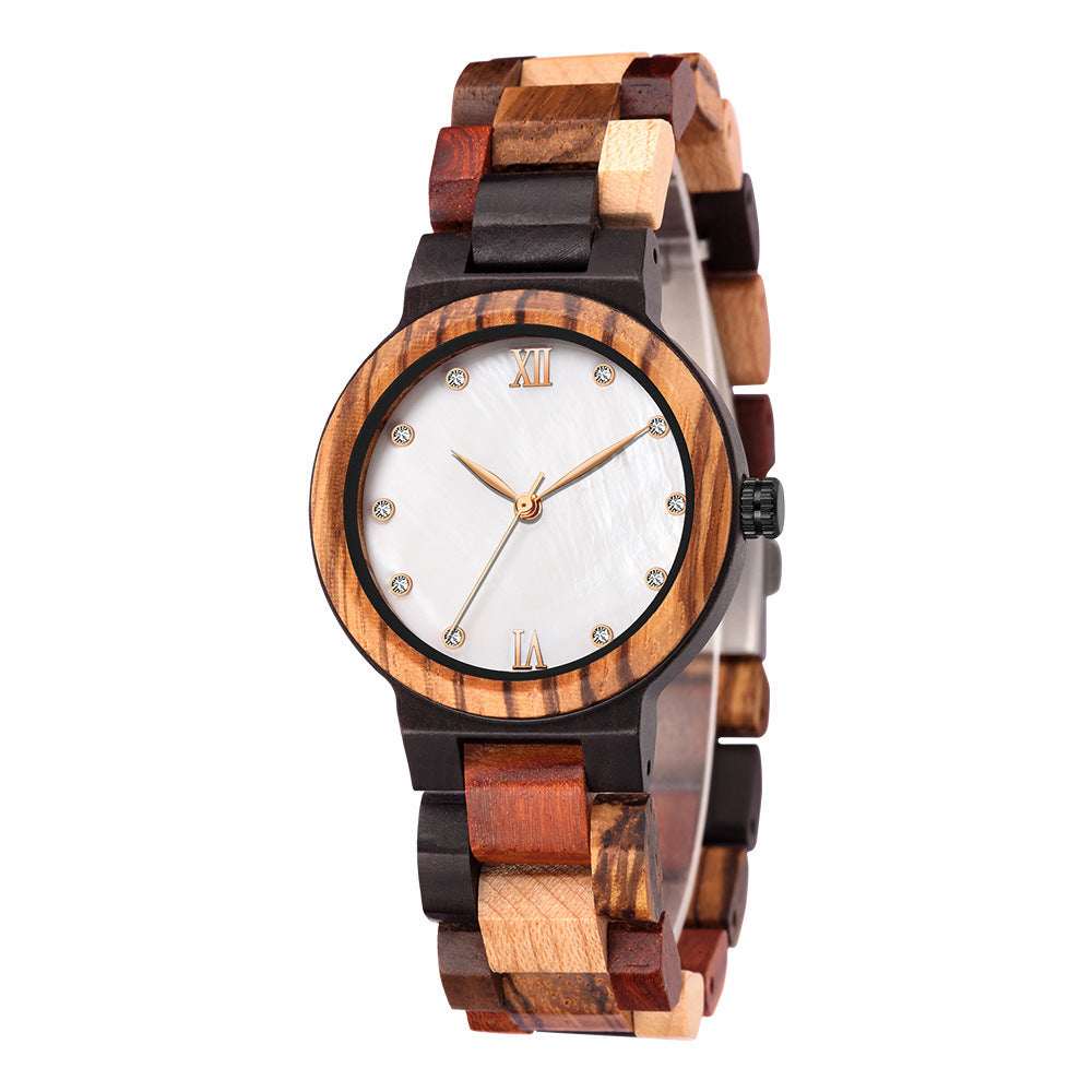 Pearl Shell Wood Ladies Watch - Simple Natural