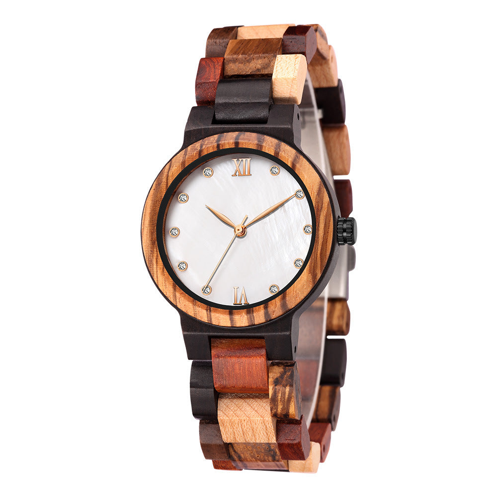 Pearl Shell Wood Ladies Watch - Simple Natural