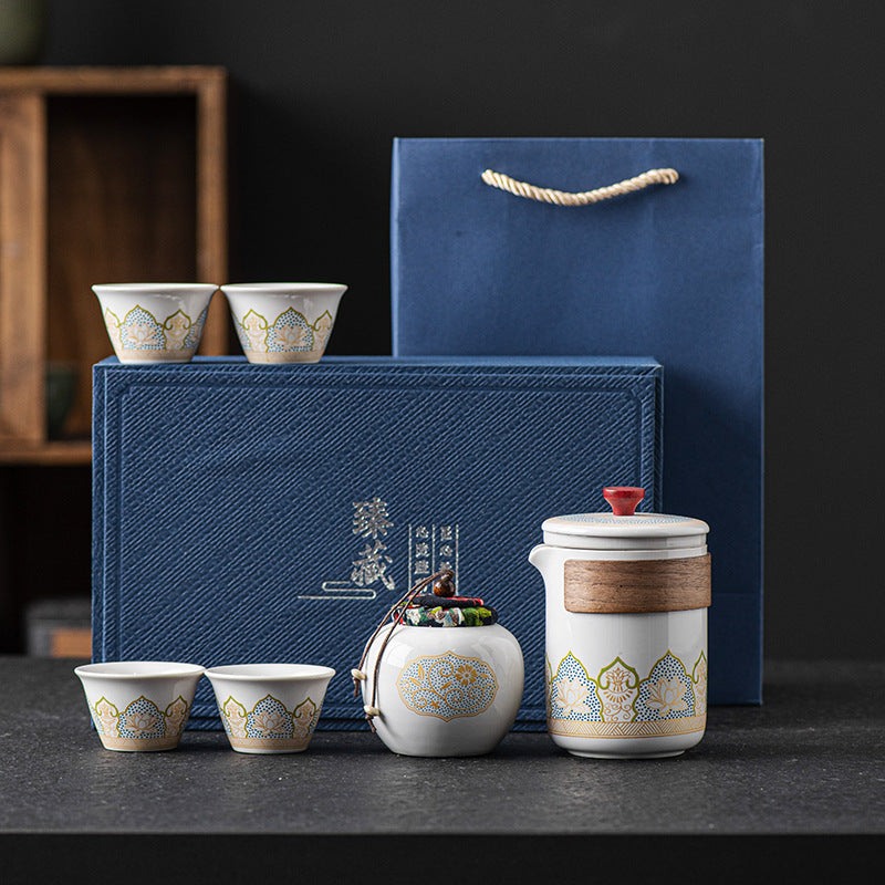 Ceramic Tea Set - One Pot Four Cups Gift Box
