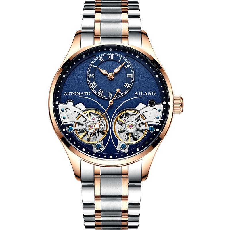 Men's Automatic Mechanical Watch – Tourbillon Moon Phase Transparent Case Back 41mm Titanium Bezel | 16 Styles