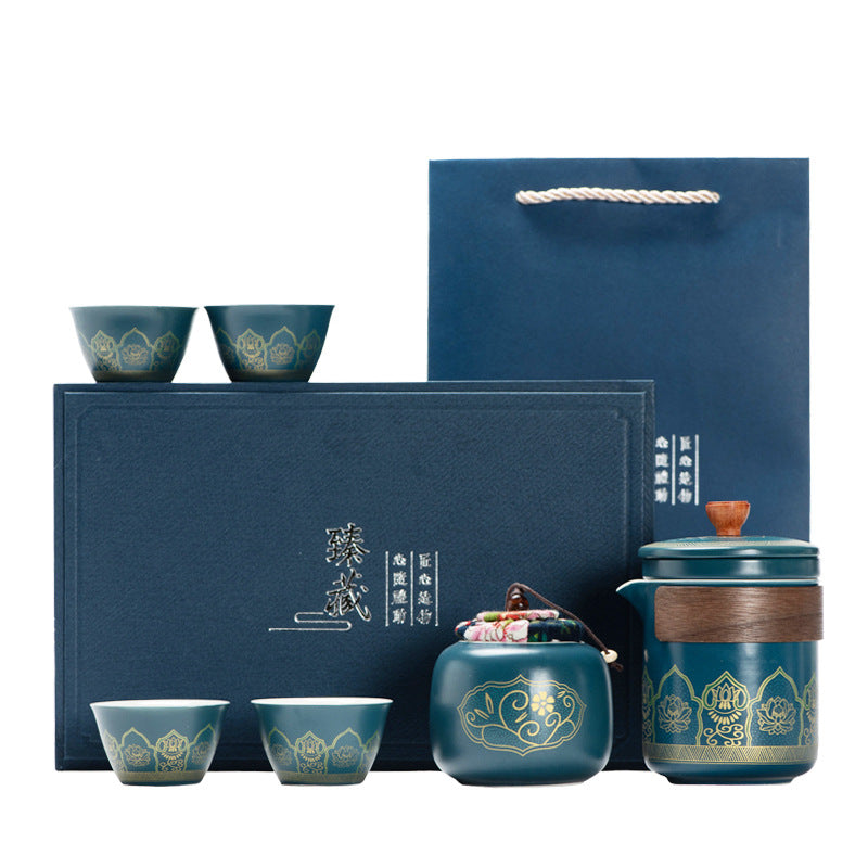 Ceramic Tea Set - One Pot Four Cups Gift Box