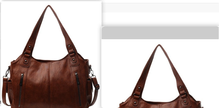 Couture Retro Stitch PU Leather Shoulder Bag