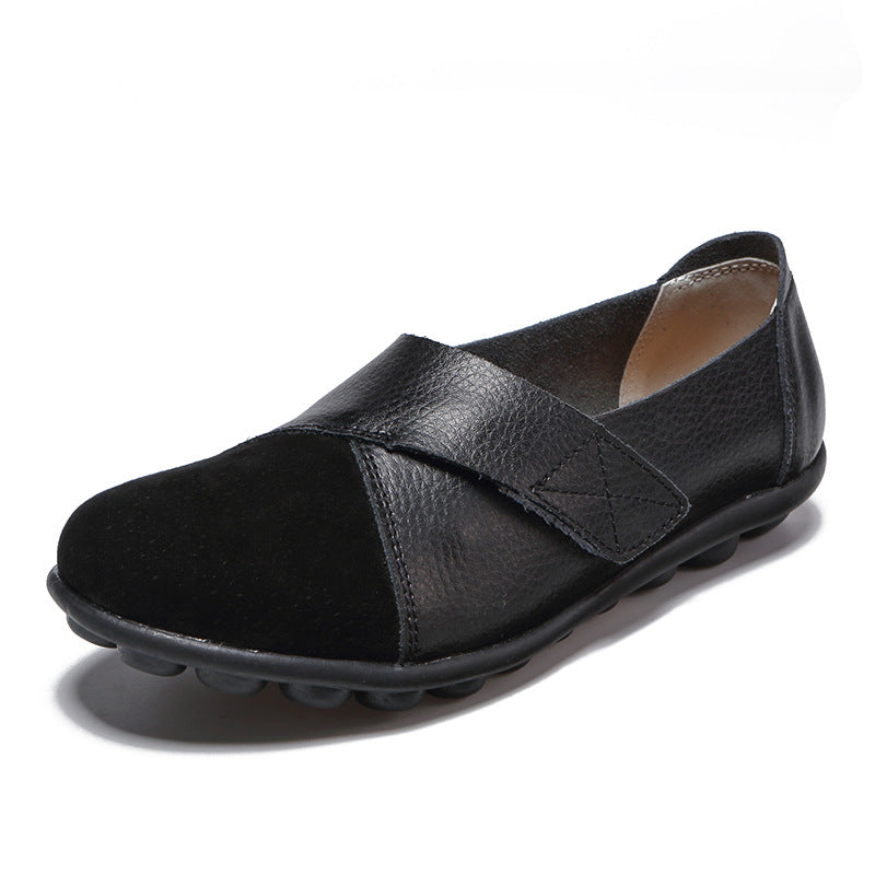 Women's Leather Patchwork Loafers - Soft Sole Flats