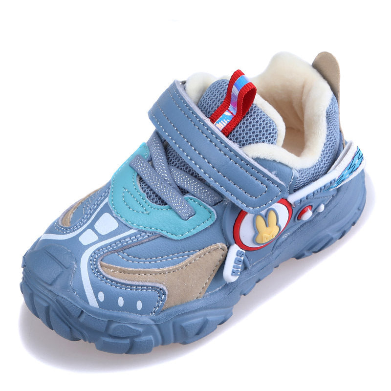 Children's Short-pile Quilted Casual Sneakers - Blue Unisex Kids Multiple Sizes
