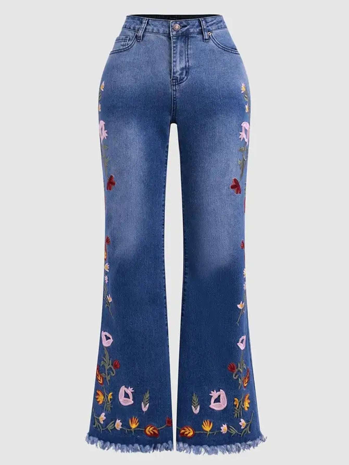 Women's Embroidered Wide-Leg Flare Jeans | Sapphire Blue | S–2XL