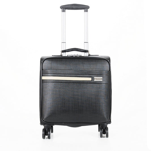 Black suitcase with a handle on a white background